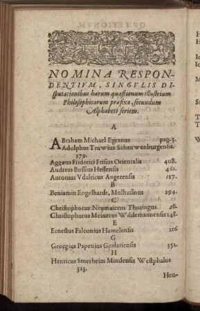 Nomina Respondentium [...]