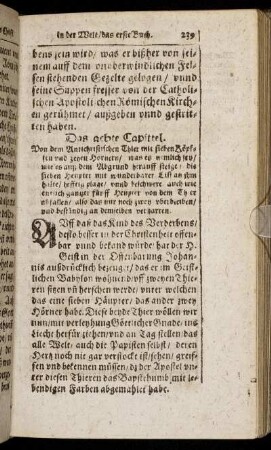 Das achte Capitel. Von dem Antichristischen Thier mit sieben Köpfen und zehen Hörnern [...]