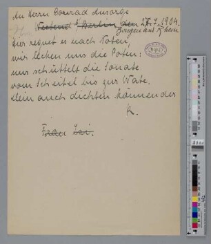 Brief an Konrad Ansorge