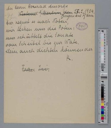 Brief an Konrad Ansorge