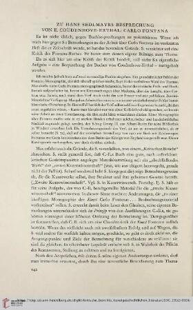 Zu Hans Sedlmayrs Besprechung von E. Coudenhove-Erthal: Carlo Fontana