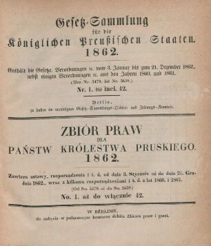 1862: Gesetzsammlung für die Königlichen Preußischen Staaten