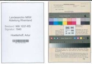 Entnazifizierung Artur Hoelterhoff , geb. 29.07.1888 (Stadtoberamtmann)
