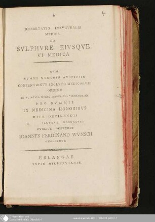 Dissertatio Inavgvralis Medica De Svlphvre Eivsqve Vi Medica