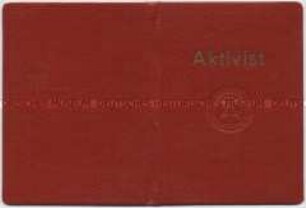 Ausweis zum Aktivist des Siebenjahrplanes, 1962, für Dr. Wolfgang Mitzinger