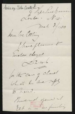 Brief an Henry Ettling : 03.03.1903