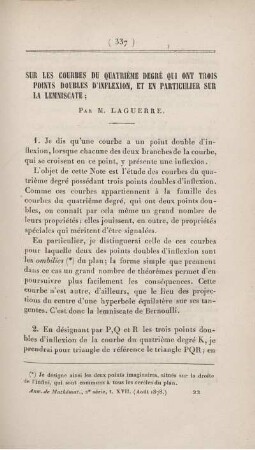 Sur les courbes du quatrième degré [...]