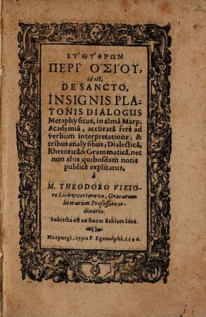 Euthyphron i. e. De Sancto dialogus