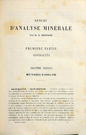 Résumé d'analyse minérale : Analyse chimique