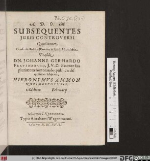 Subsequentes Iuris Controversi Quaestiones