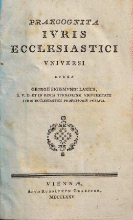 Praecognita Ivris Ecclesiastici Vniversi