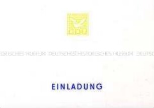 Einladungskarte des CDU-Hauptvorstandes zur Abschlusskundgebung des 13. CDU-Parteitages in der Thüringenhalle Erfurt