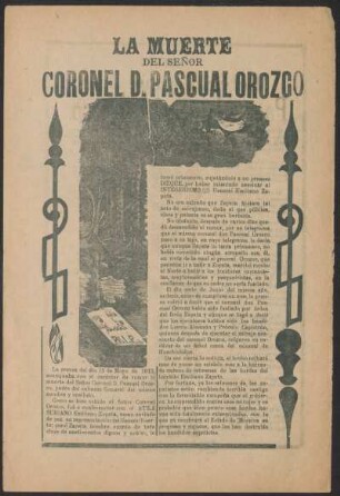 La muerte del Señor Coronel D. Pascual Orozco
