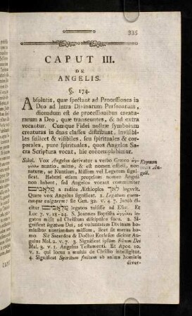 335-388, Caput III. De Angelis.