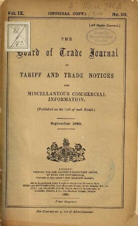 The Board of Trade journal. 9. 1890, Nr. 50