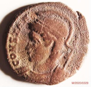 Römische Münze, Nominal Follis, Prägeherr Constantinus I., Prägeort Lyon, Original