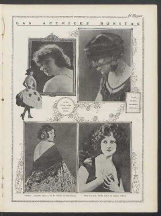 Las actrices bonitas : [Retrato fotográfico de] Arline Chase, actriz norteamericana. [y] Irene Bordoni, comediante francesa. [y] "Rosita", bailarina española de los teatros norteamericanos. [y] Hope Hampton, artista yanqui de singular belleza.