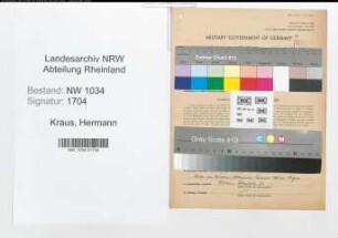 Entnazifizierung Hermann Kraus , geb. 27.03.1897 (Oberst)