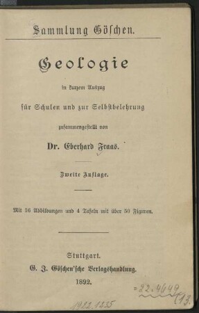 Geologie in kurzem Auszug für Schulen und zur Selbstbelehrung