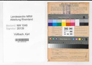Entnazifizierung Karl Vollbach , geb. 10.09.1905 (Stadtinspektor)