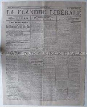 Belgische Tageszeitung "La Flandre Libérale" aus der ersten Phase des 1. Weltkrieges