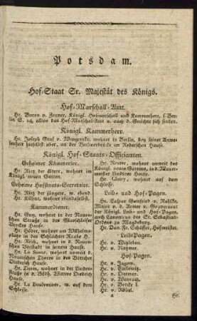 Hof-Staat Sr. Majestät des Königs