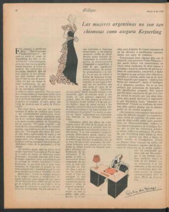 Las mujeres argentinas no son tan chismosas como asegura Keyserling