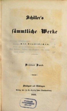 Schiller's sämmtliche Werke : mit Stahlstichen. 3