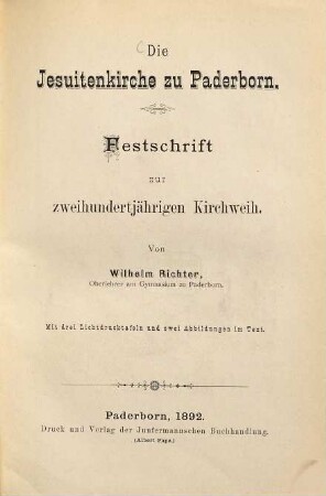 Die Jesuitenkirche zu Paderborn : Festschrift zur 200jährigen Kirchweih