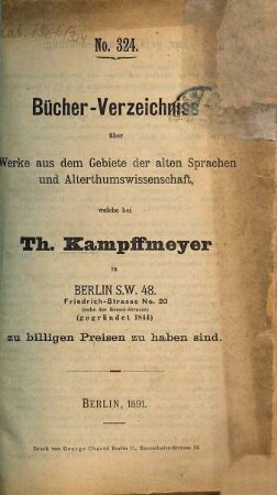 Bücher-Verzeichniss. 324. 1891