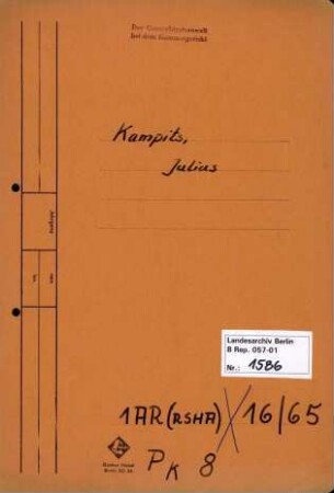 Personenheft Julius Kampits (*20.01.1910), SS-Obersturmführer