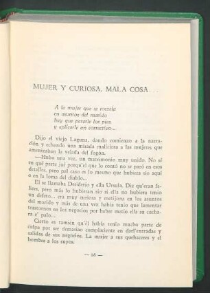 Mujer y curiosa, mala cosa...