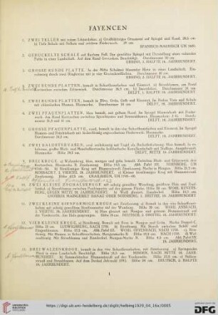 Fayencen (Nr. 1-64)