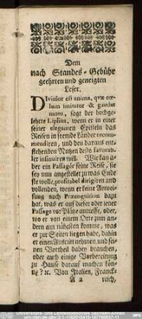Dem nach Standes-Gebühr geehrten und geneigten Leser.
