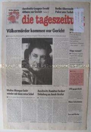 "die tageszeitung" u.a. zur Vorbereitung des Prozesses gegen serbische Kriegsverbrecher vor dem Internationalen Gerichtshof in Den Haag