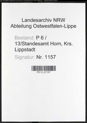 Sterberegister Standesamt Horn