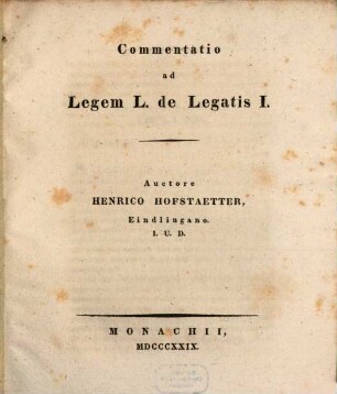 Commentatio ad Legem 4. de legatis I.