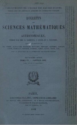 Tome VI. - Janvier 1882.