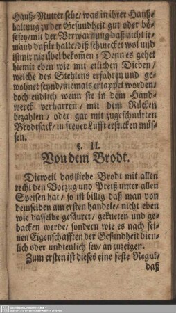§. II. Von dem Brodt