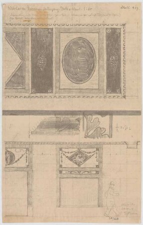 Fischer, Theodor; Wiesbaden; Museum - Säulengang, Decke u. Wand (Details)