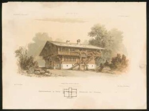 Schweizerhaus, Klein-Glienicke: Grundriss, Perspektivische Ansicht (aus: Architektonisches Skizzenbuch, H. 88/6, 1867)
