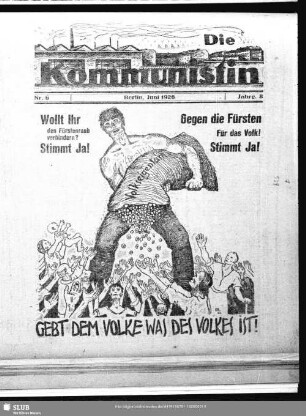 Die Kommunistin : Organ der Kommunistischen Partei Deutschlands (Sektion der Kommunistischen Internationale)