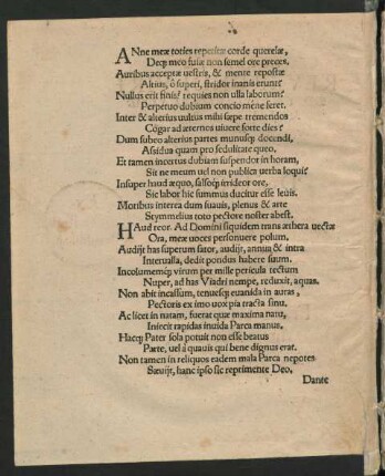 Anne meae toties repetitae corde querelae ...