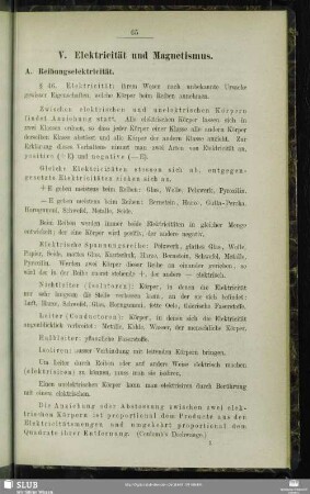 V. Elektricität und Magnetismus.