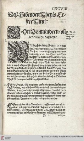 Sibend Theyl Titul 1 Von Vormündern / vnd derselben Underscheydt