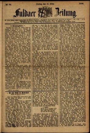 Ausgabe vom Freitag, den 19. März 1886.