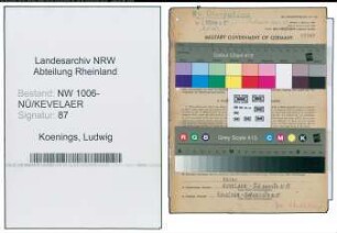Entnazifizierung Ludwig Koenings , geb. 08.09.1887 ()