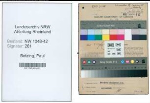 Entnazifizierung Paul Betzing , geb. 02.02.1891 (Kassierer)