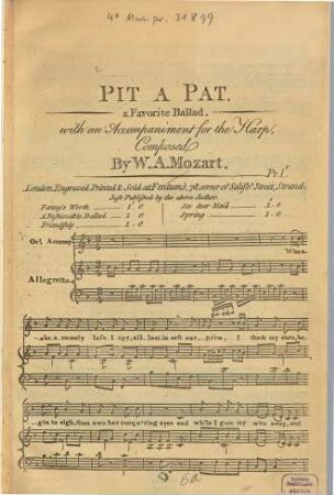 Pit a Pat : a favorite ballad with an accompaniment for the harp