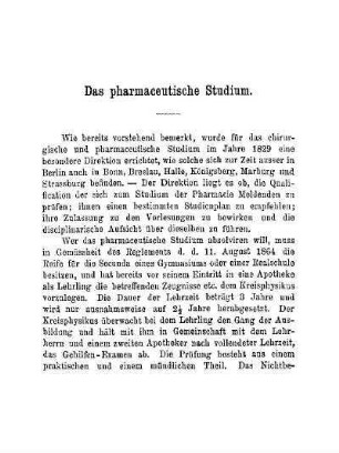 Das pharmaceutische Studium